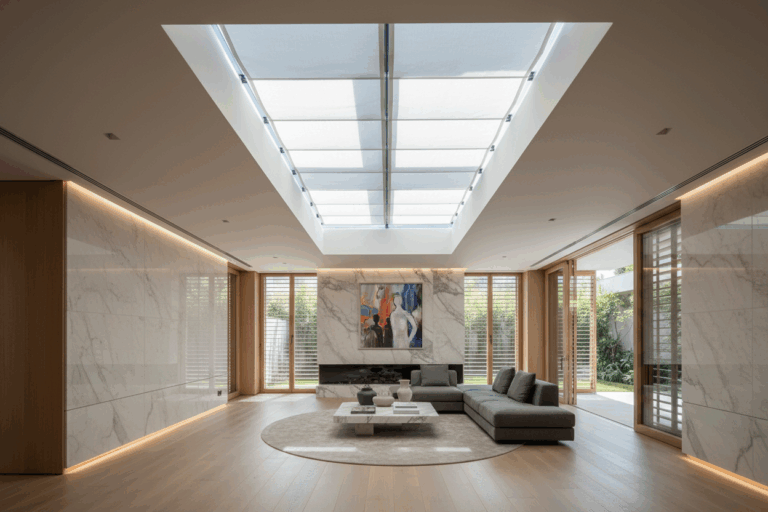 Firefly_Gemini Flash_Residential Precision – Openness Without Exposure._Minimal modern villa interior with 482467
